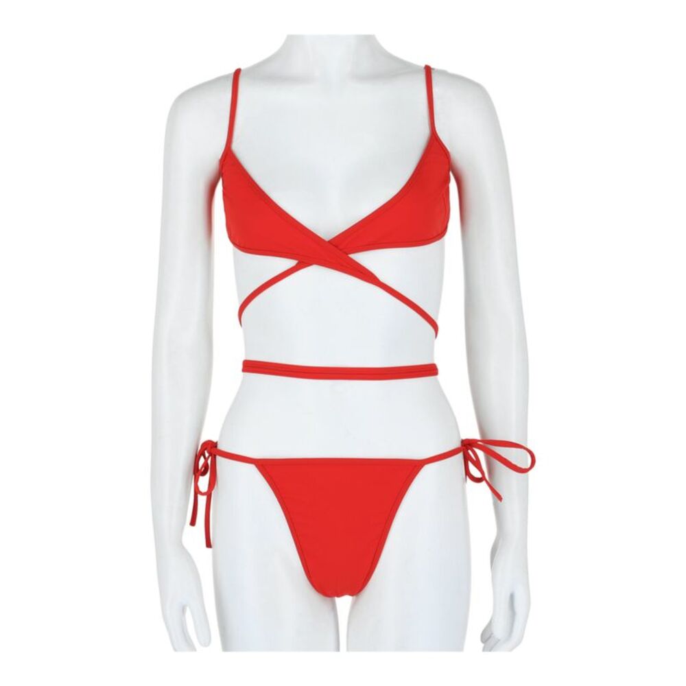 Balenciaga Wrap-Around Bikini Set Red Womens